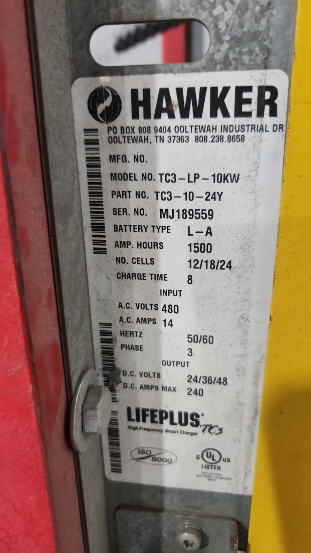 HAWKER Lifeplus TC3 Multi 24/36/48 Volt Electric Forklift Battery Charger. - Image 5 of 5