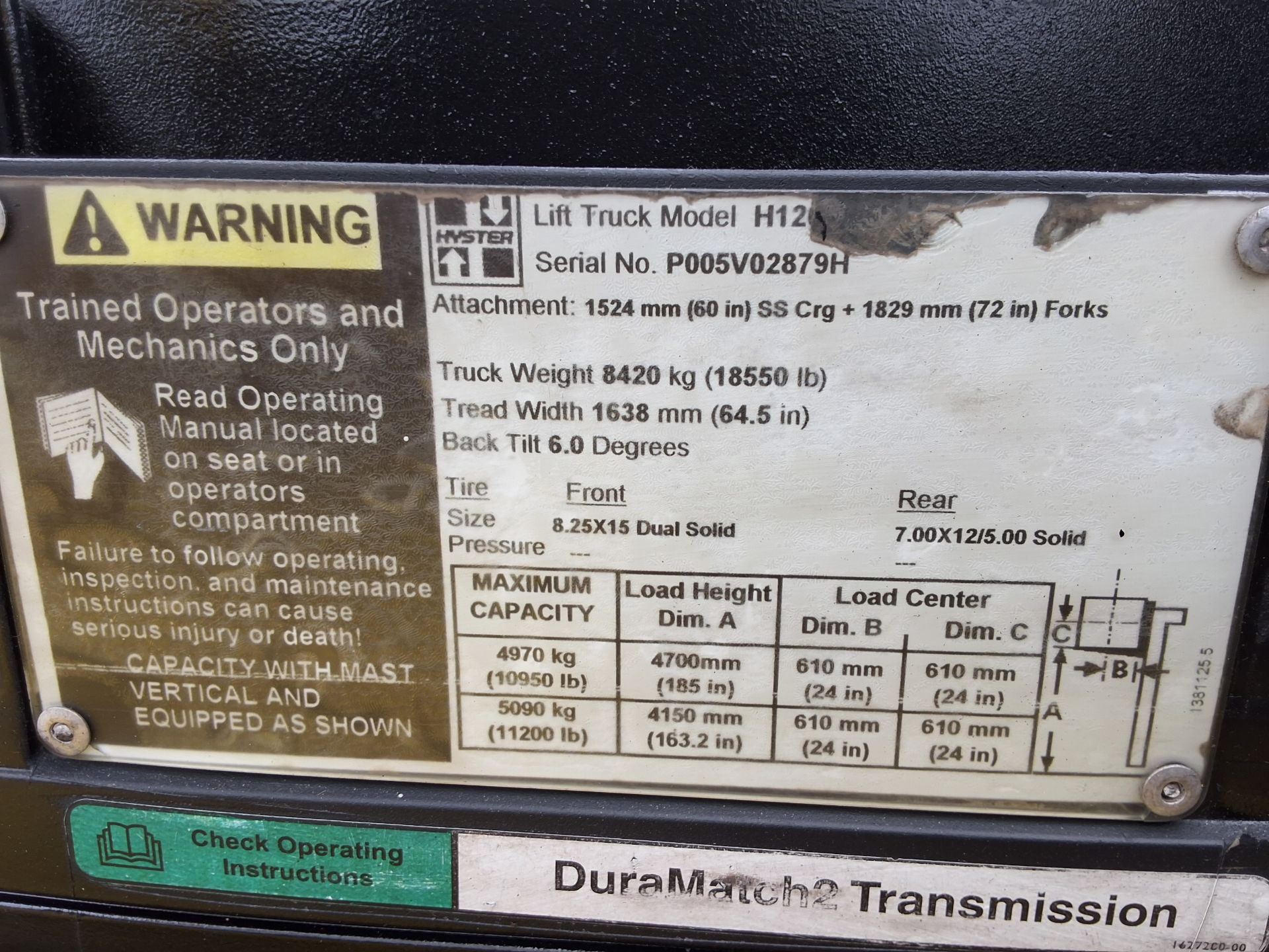 Hyster Model: H120FT, 12,000lb Capacity. Pneumatic Tires. LP Powered Forklift. - Image 5 of 7