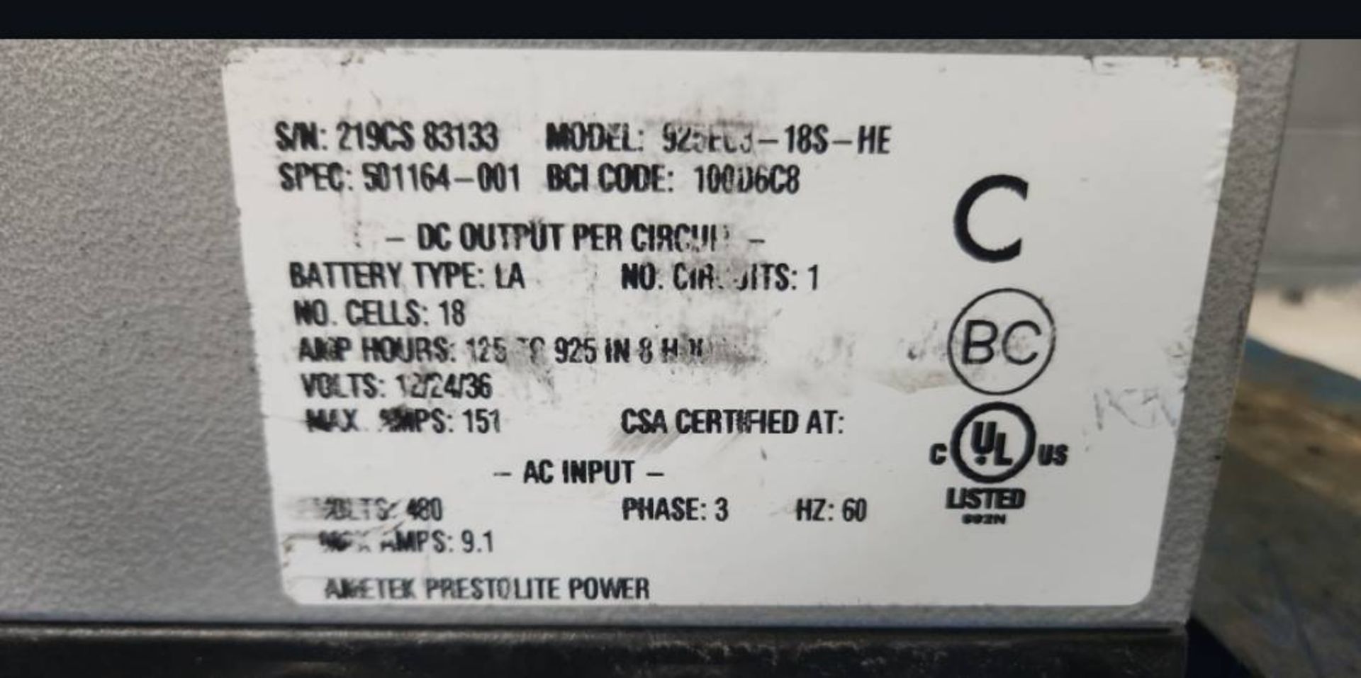 Ametek Eclipse II 12/24/36 Volt Electric Forklift Battery Charger. - Image 2 of 5