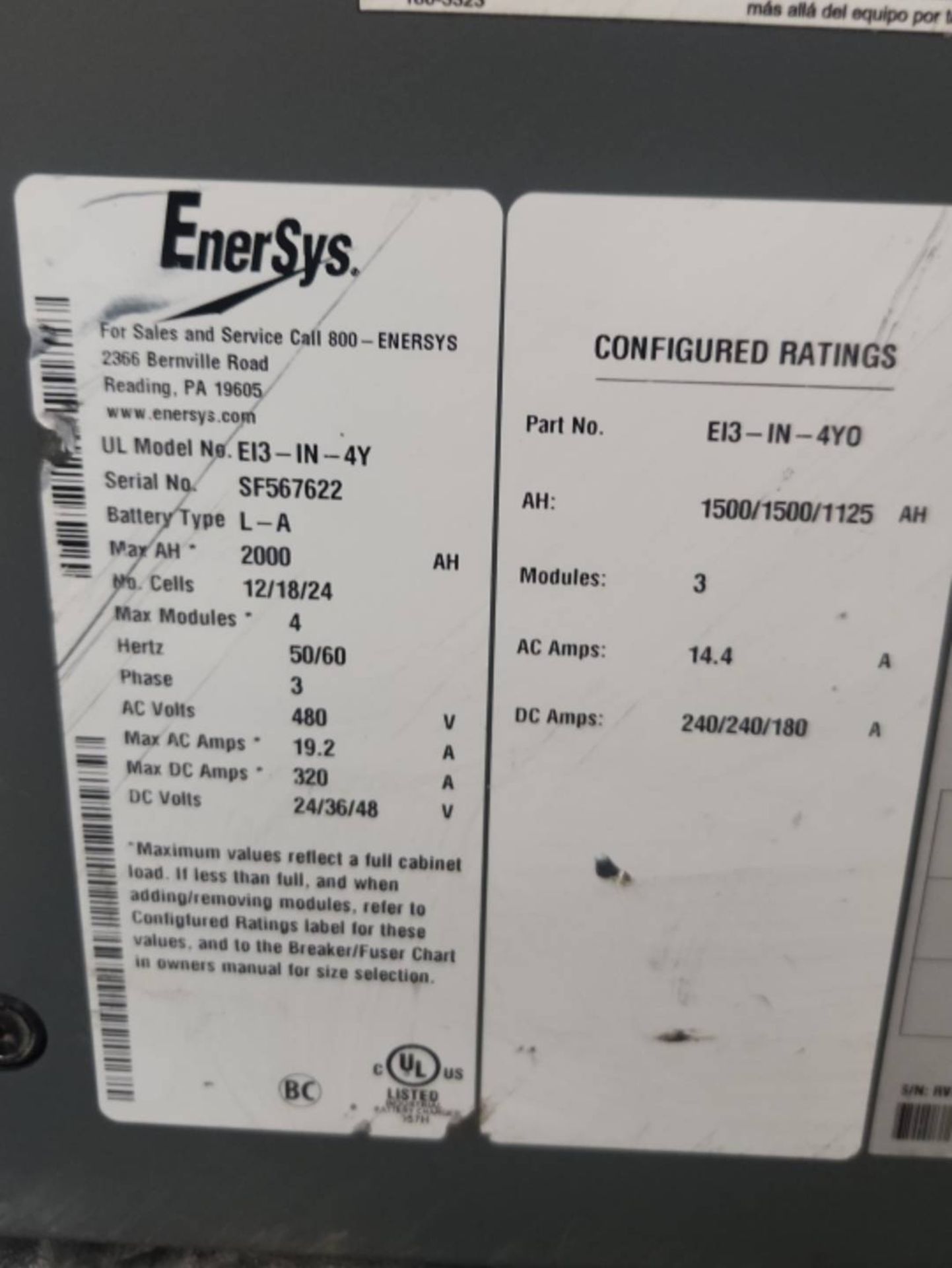 EnerSys EnForcer Multi 24/36/48 Volt Electric Forklift Battery Charger. - Image 5 of 5
