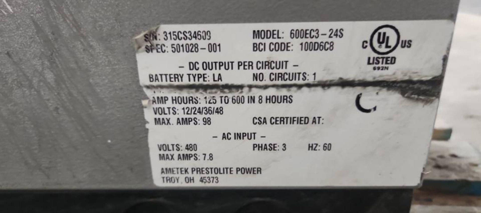 Ametek Eclipse II 12/24/36/48 Volt Electric Forklift Battery Charger. - Image 2 of 5