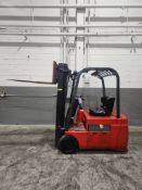 2016 Raymond Model: 445-C30TT 3,000Lb 3-Wheel Electric Forklift. 167" Reach, 83" Lowered, Sideshift,