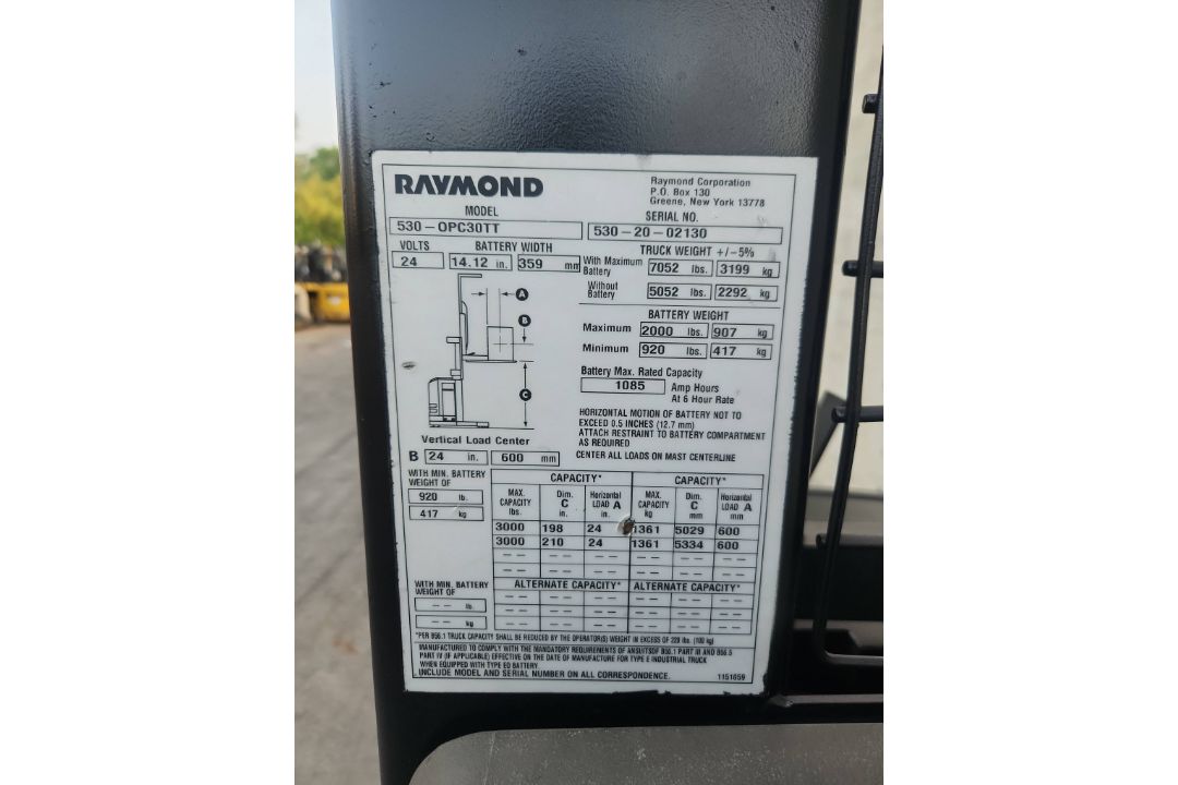 2020 Raymond Model: 530-OPC30TT 3,000LB Electric Order Picker Forklift. Hours: 6,708 - Image 6 of 8