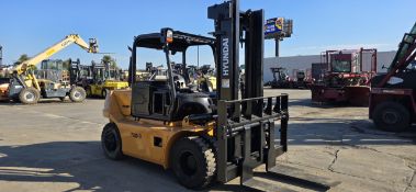 Hyundai 70D-9 15,500LB Capacity Diesel Pneumatic Tire Forklift, Hours: 700.6