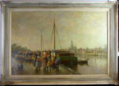 HANS HARLÄNDER (1880 Hamburg-1943), "Blumenmarkt", Öl/L., u.li.sig.,