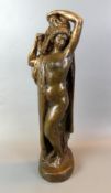 Damenakt mit Tuch, Bronze, auf Sockel stehend, ohne Sig., H. ca. 47 cm