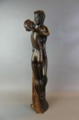 Liebespaar, Bronze, auf Sockel stehend, Tuch haltend, ohne Sig.,