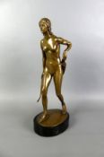PAUL LEIBKÜCHLER (1873-1938), "Diana auf der Jagd", 1920, Bronze,