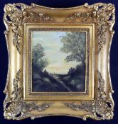 "Rast am Bachlauf", Öl/Holz, u. li. unleserlich sig., ca. 20 x 17,
