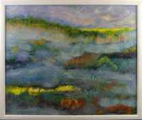 "Landschaft", Öl/Holz, u. re. monogr. RY, ca. 49 x 59, gerahmt 53,5 x 63,5 cm