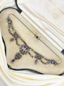 OUTSTANDING ANTIQUE MULTIGEM FANCY BOXED NECKLACE