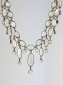 OUTSTANDING 18CT YELLOW GOLD ANTIQUE BLUE MOONSTONE DROP NECKLACE