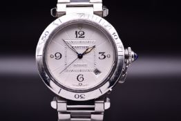 Cartier Pasha de Cartier Ref. 2378 Automatic Bracelet Watch with Guilloché Dial Men's Wristwatch