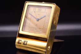Jaeger LeCoultre Art Deco Salmon Dial Folding Desk Clock, Working Order