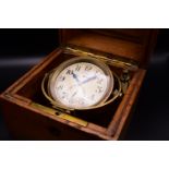 Longines A Superb Swiss Maritime Gimballed Deck Chronometer Mahogany Cased Ship’s Marine 