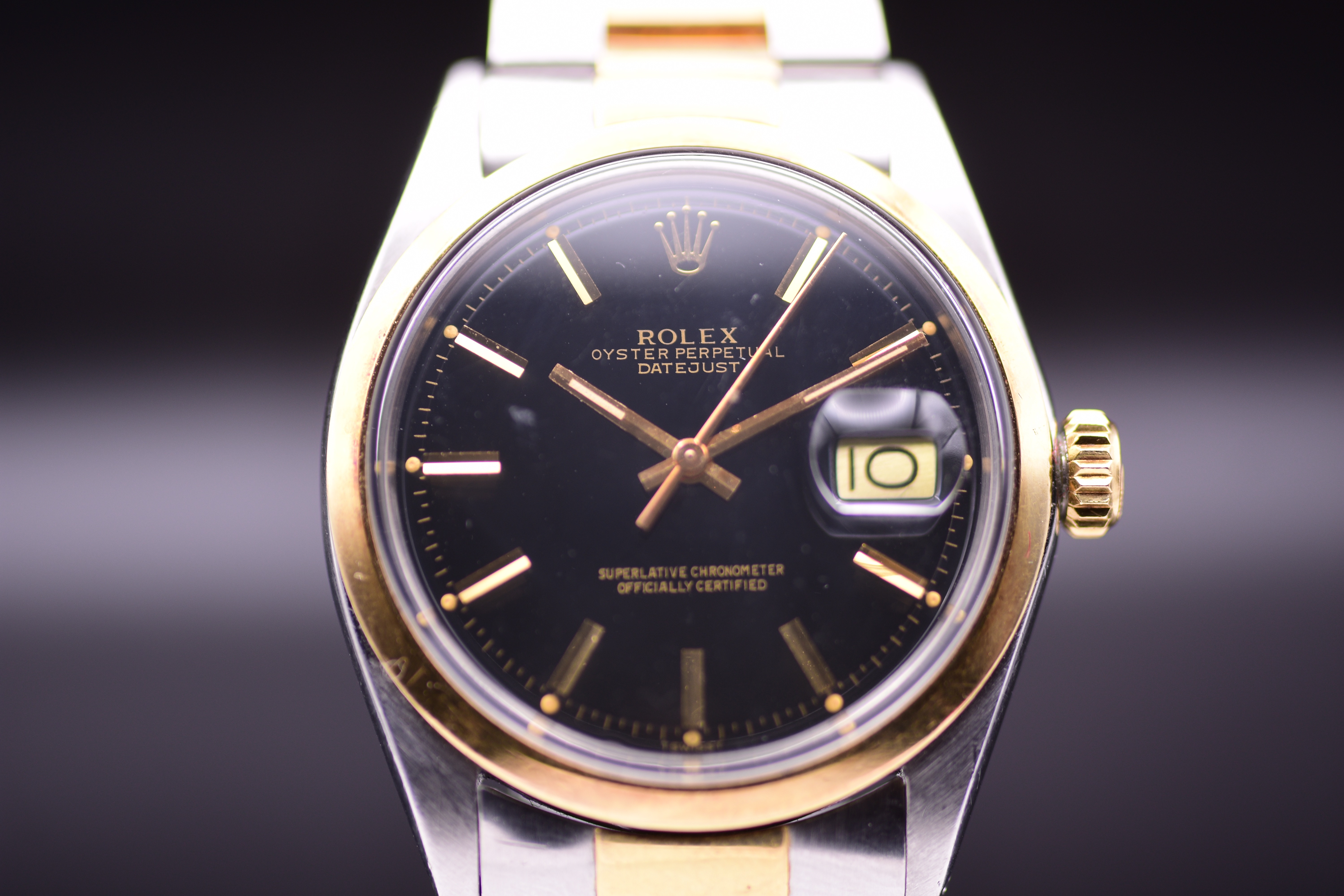 Rolex Oyster Perpetual Datejust 1600 Stainless Steel 18k Gold Wristwatch 1963 Black Dial With Papers - Image 3 of 10