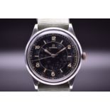 Omega Pre-WWII Military Style Steel Wristwatch Sterile Black Patina Dial Rare Calibre 23.4 SC