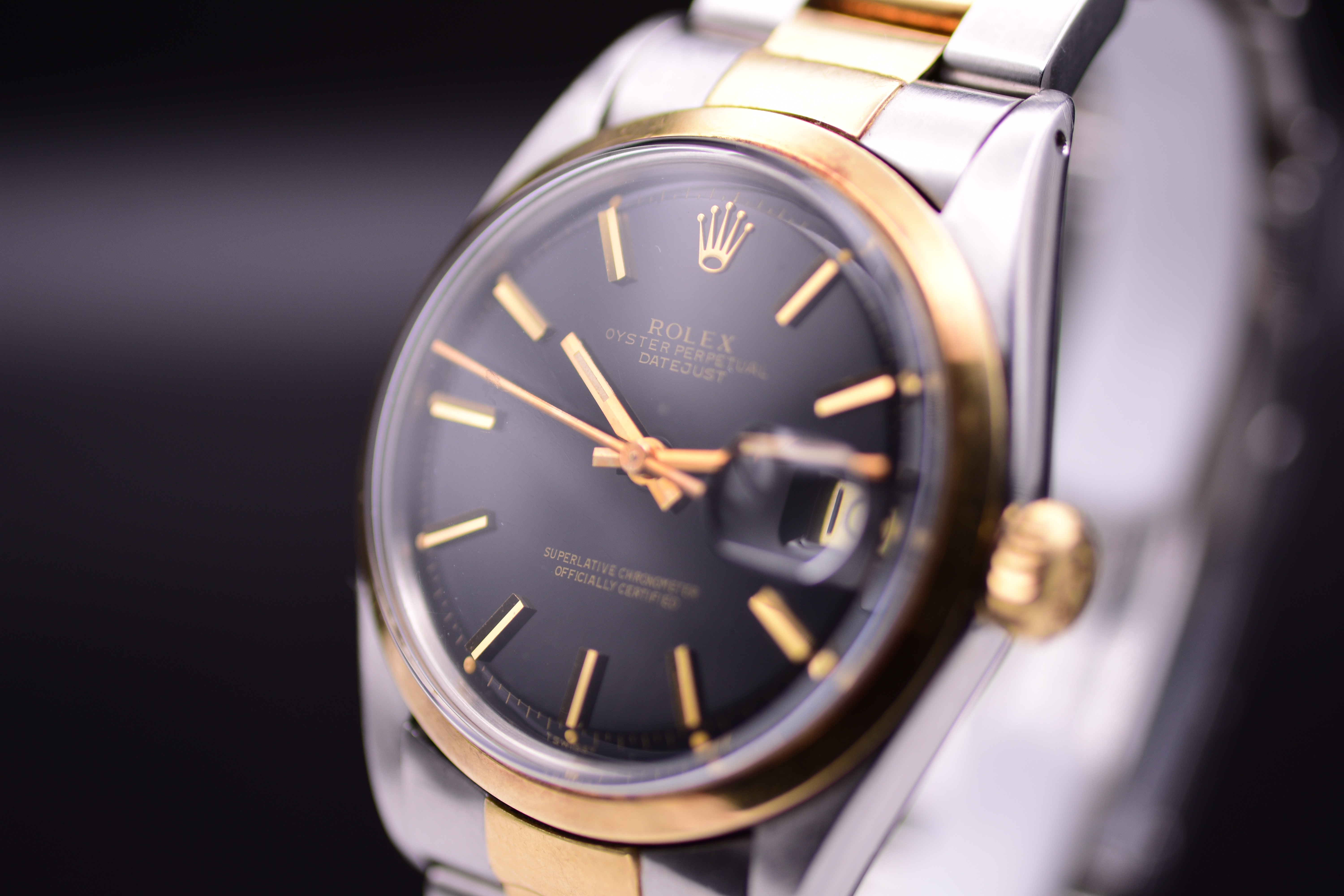 Rolex Oyster Perpetual Datejust 1600 Stainless Steel 18k Gold Wristwatch 1963 Black Dial With Papers - Image 6 of 10