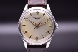 Longines Dress Watch Ref 6264-3 Stainless Steel Manual Wind Wristwatch 1952