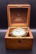 Longines A Superb Swiss Maritime Gimballed Deck Chronometer Mahogany Cased Ship's Marine