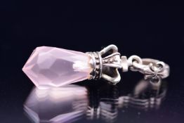 Patrick Cox Sterling Silver 925 Crown-Set Rose Quartz Drop Pendant 3.6g