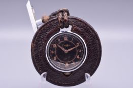Mappin & Webb Leather Clad 'Buttonhole' Watch with Cyma Movement c.1935 Art Deco Sporting or Automob