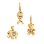 CHOPARD: THREE GEM-SET 'HAPPY DIAMONDS' CHARMS