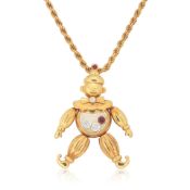 CHOPARD: DIAMOND AND RUBY 'HAPPY DIAMONDS' CLOWN PENDANT/NECKLACE