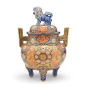 A Japanese imari porcelain vase and cover of koro form Late Meiji period (1868-1912)
