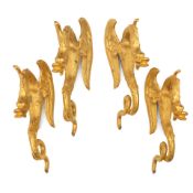 A set of four gilt bronze serpent vase mounts or handles