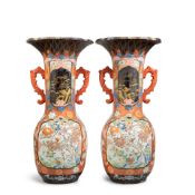 A pair of late Japanese part lacquered Imari porcelain hall vases Late Meiji period (1868-1912) ...