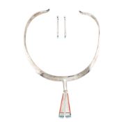 A Richard Chavez silver and multi-stone jewelry suite