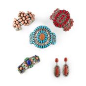 Five Southwest silver jewelry items