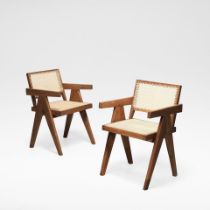 Pierre Jeanneret Pair of 'office cane' armchairs, model no. PJ-SI-28-B, 1955-1956