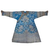 A BLUE GROUND GAUZE DRAGON ROBE 19th century