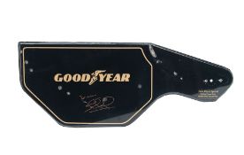 A Lotus 95T Renault F1 rear wing end plate, signed by Nigel Mansell,