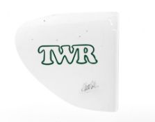 A 1988 TWR Jaguar XJR-9 IMSA rear wing end plate, signed by Martin Brundle,