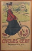 A Cycles Cerf advertising poster, French, circa 1900,