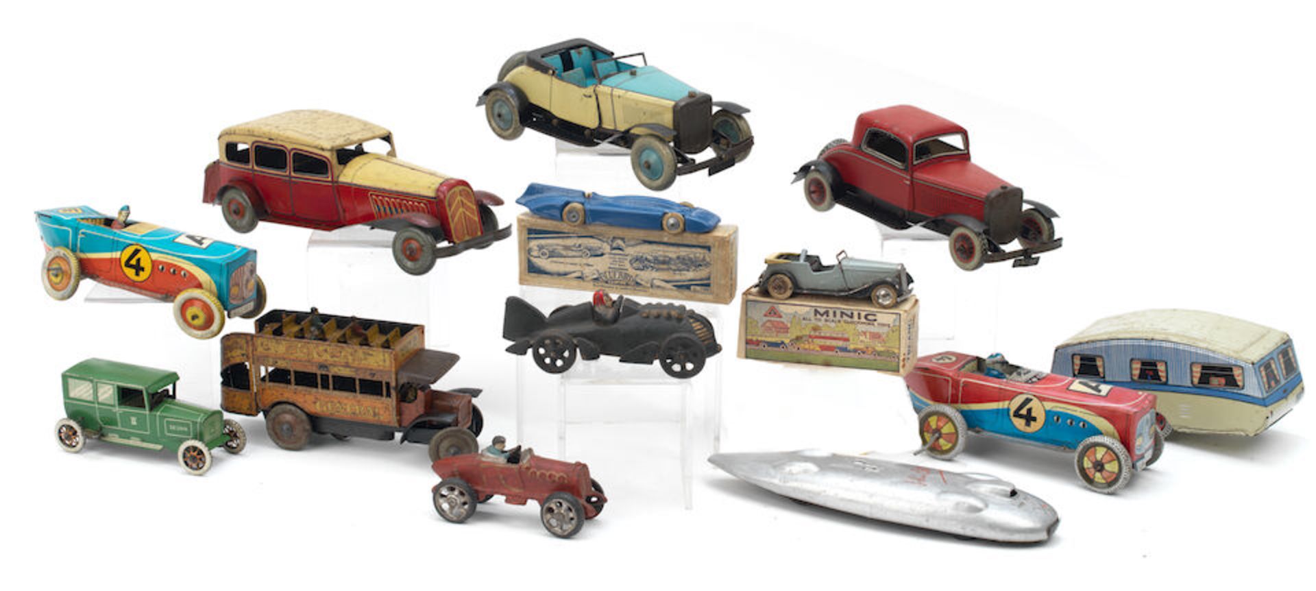 Ten assorted tinplate car toys, ((Qty))