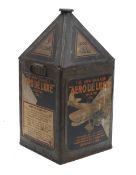 A Gamages Aero-De Luxe 5-gallon motor oil can,