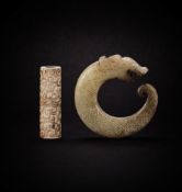 A JADE TUBULAR ORNAMENT Zhou Dynasty (2)
