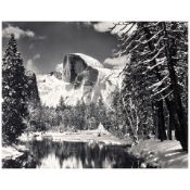 Ansel Adams (1902-1984); Half Dome, Merced River, Winter, Yosemite National Park, California;