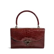 HERMÈS: BROWN CROCODILE CORDELIÈRE SHOULDER BAG 1950-1960
