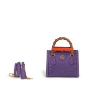 GUCCI: PURPLE CROCODILE SMALL DIANA HANDLE BAG