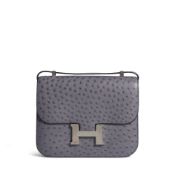 HERMÈS: GRIS AGATE OSTRICH CONSTANCE 24 1999