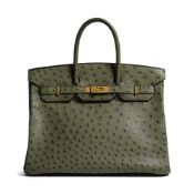HERMÈS: VERT OLIVE OSTRICH BIRKIN 35 2000