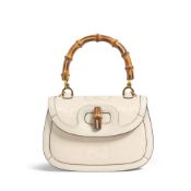 GUCCI: WHITE MONOGRAM JUMBO GG WEB BAMBOO SMALL 1947