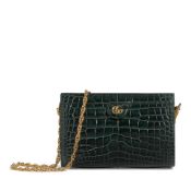 GUCCI: GREEN CROCODILE SMALL OPHIDIA CHAIN SHOULDER BAG 2018-2019