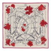 HERMÈS: CAVALCADOUR FLEURI CASHMERE SCARF 140cm
