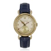 Jaeger-LeCoultre. An 18K rose gold manual wind triple calendar wristwatch Circa 1945